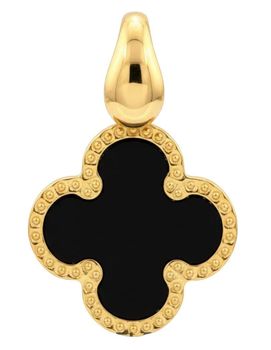 Elegancka złota zawieszka w kształcie kwiatkakoniczynki z czarnym onyksem. Biżuteria z żółtego złota próby 585, diamentowana, idealna na prezent. Cena bez łańcuszka.1.jpg